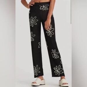 Paloma wool size 1 iris black knit floral jacquard flower pants
